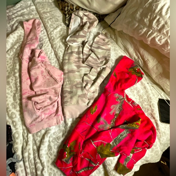 3pc HOODIE bundle *REAL TREE HOT PINK *old navy Pink tie-dye *SO blush camo XS S - Picture 1 of 14